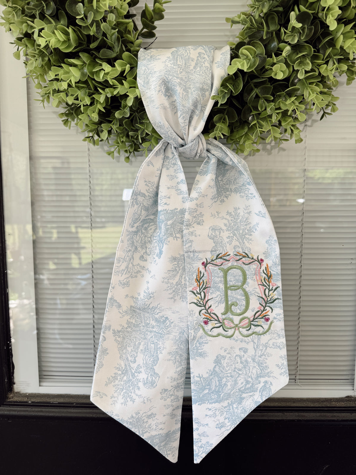 Toile Wreath Sash