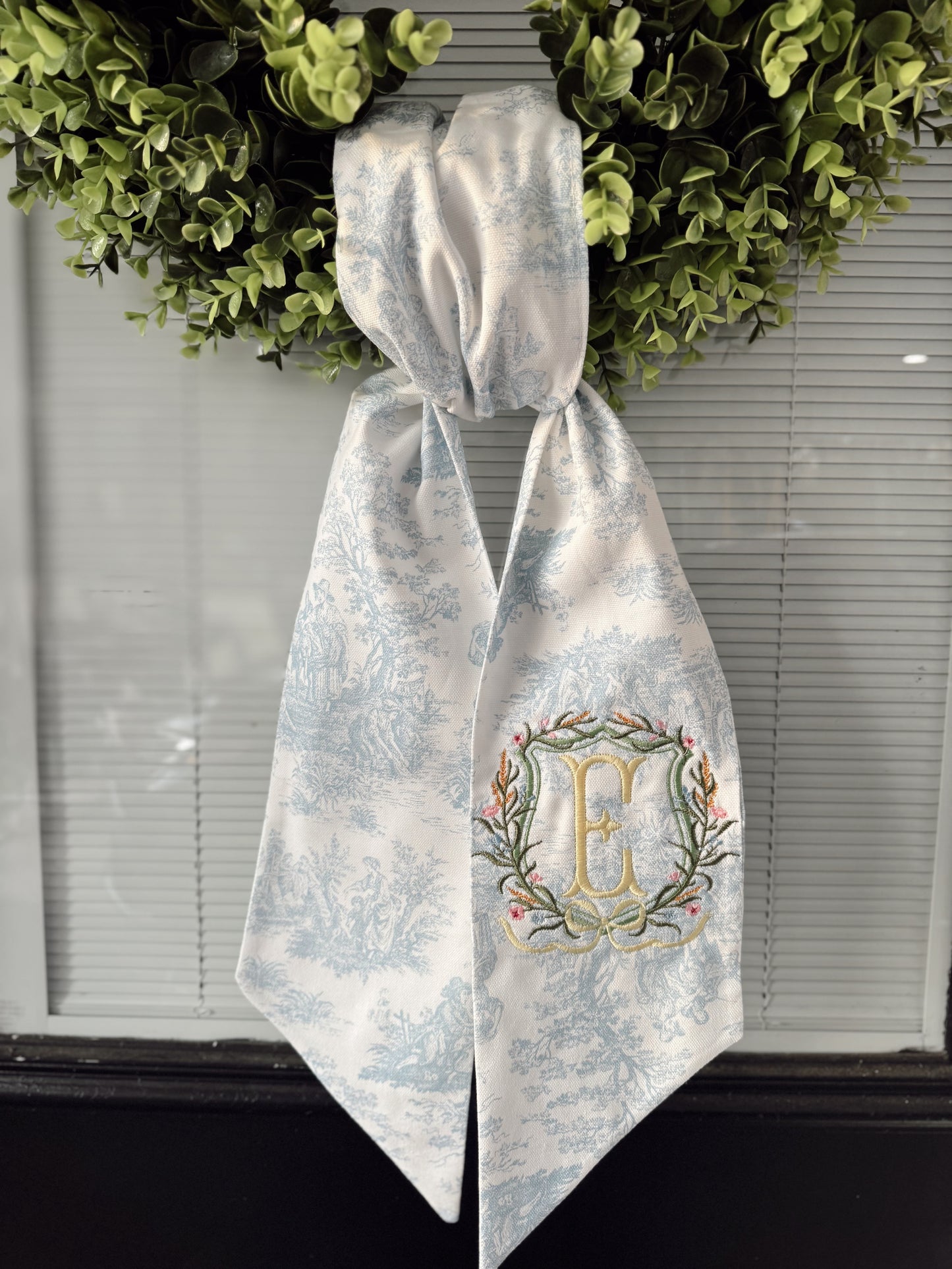 Toile Wreath Sash