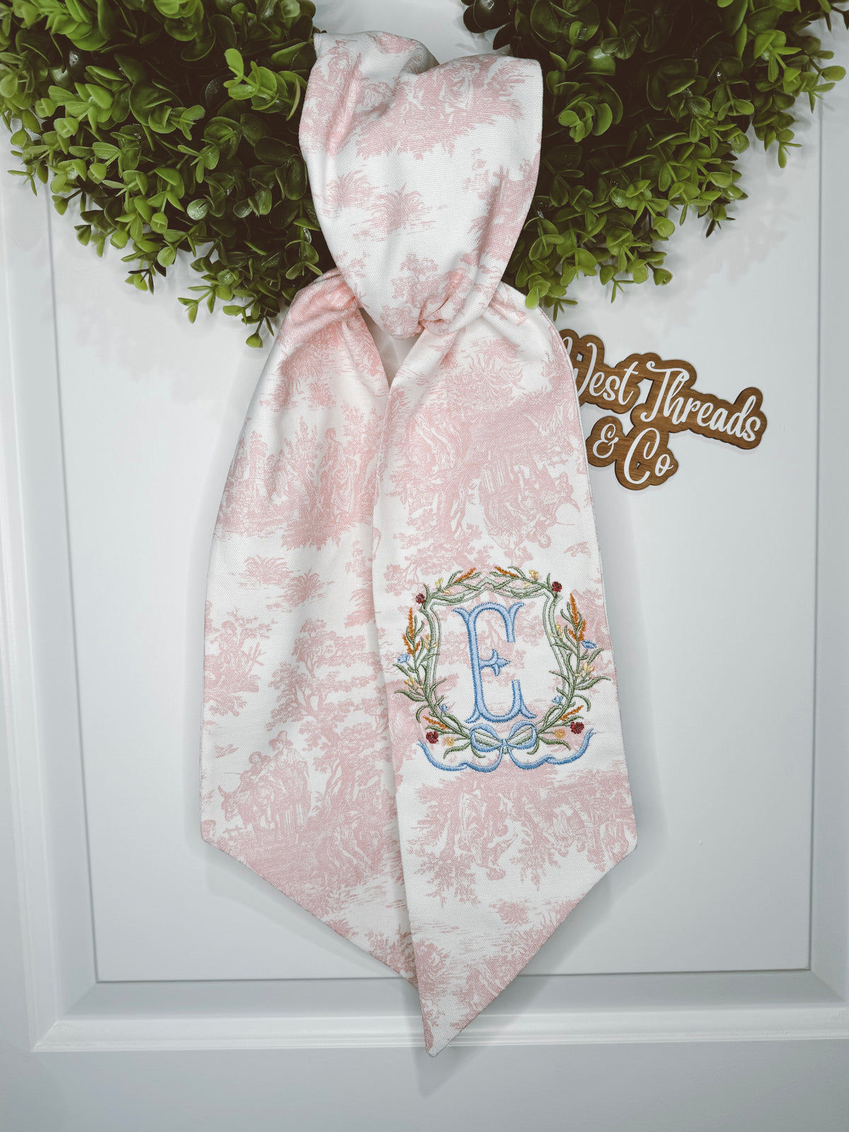 Toile Wreath Sash